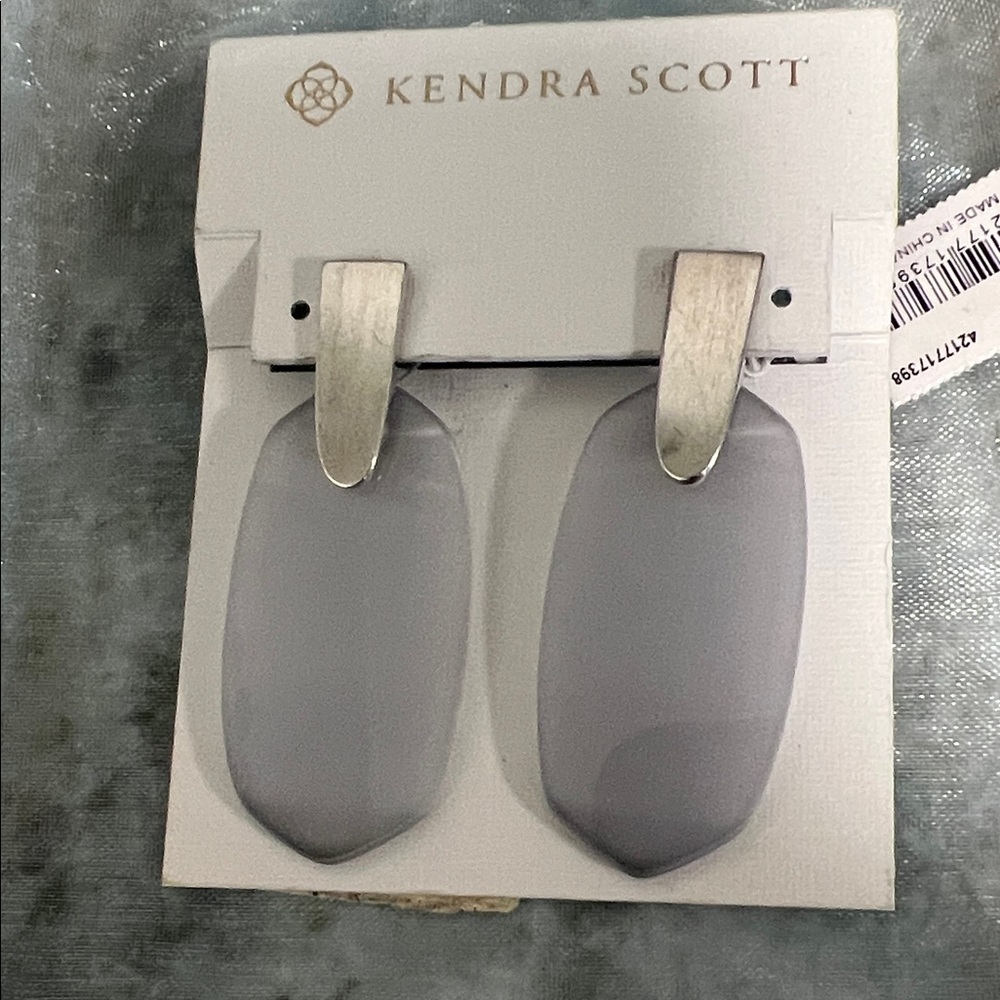Kendra Scott Lavender-Gray Matte Drop Earrings Rhodium Slate